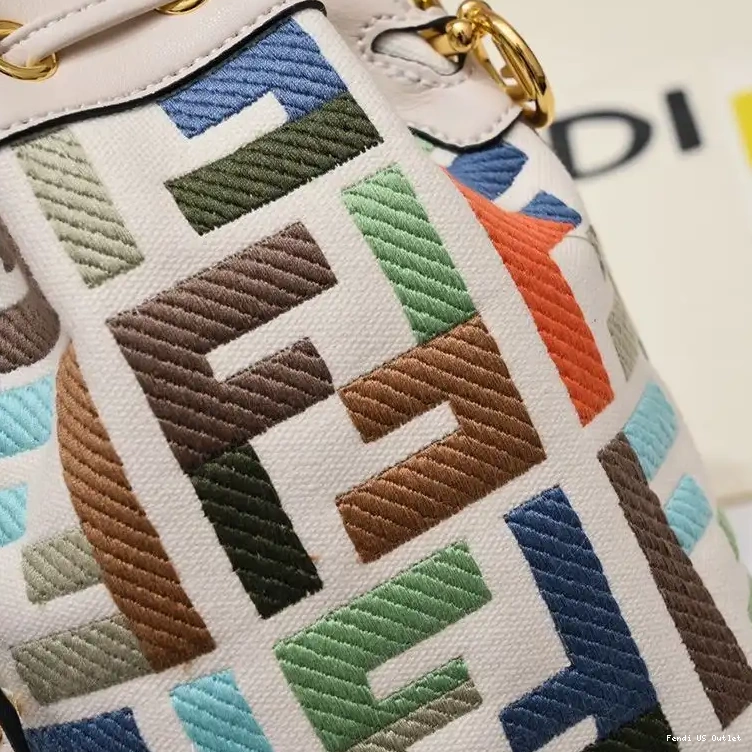 Affordable HOT Mini Canvas Bucket with Bag Woven FF Motif In Fendi Beige Tresor Handle Mon 0412